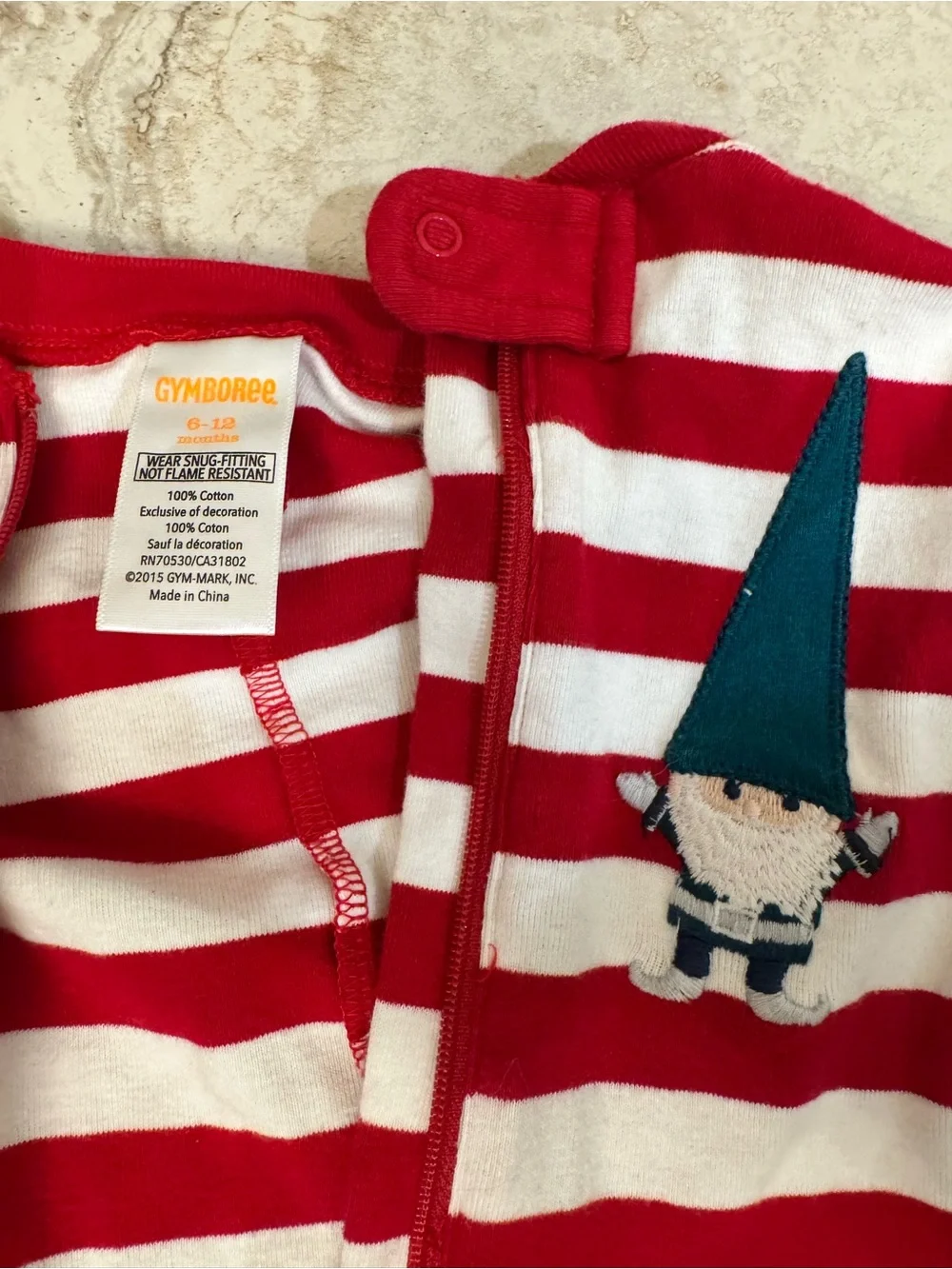 Gymboree Red and White Striped Footed One-Piece with Holiday Pajamas